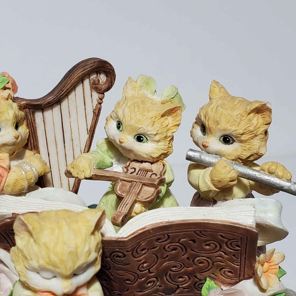 Music Box Cats on Books Harp Flute Violin Kitty - Picture 4 of 9